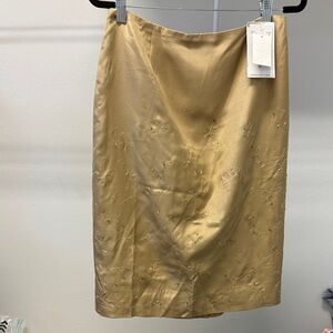 Dana Buchman Gold Floral Pencil Skirt